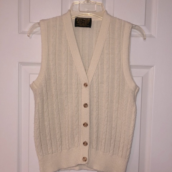 Kate Collins Sweaters - Vintage M 5 button sweater vest, off-white/cream